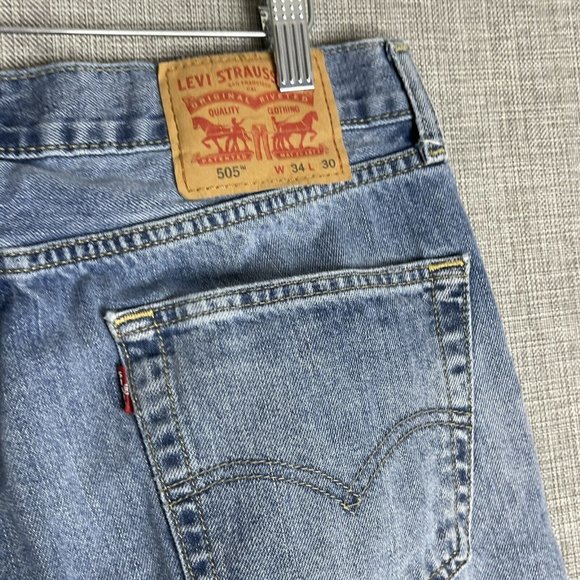 Levis 505 Jeans Mens 34x30 Blue Original Straight Leg - Picture 5 of 10